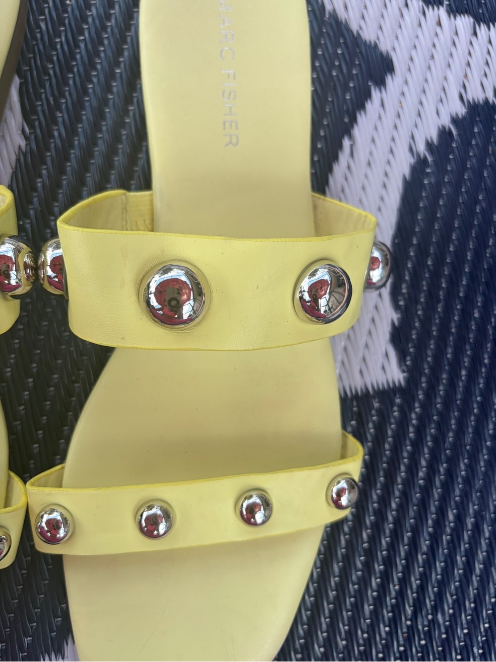 Marc Fisher Yellow Double-Stud Slide Sandals - Picture 5 of 8